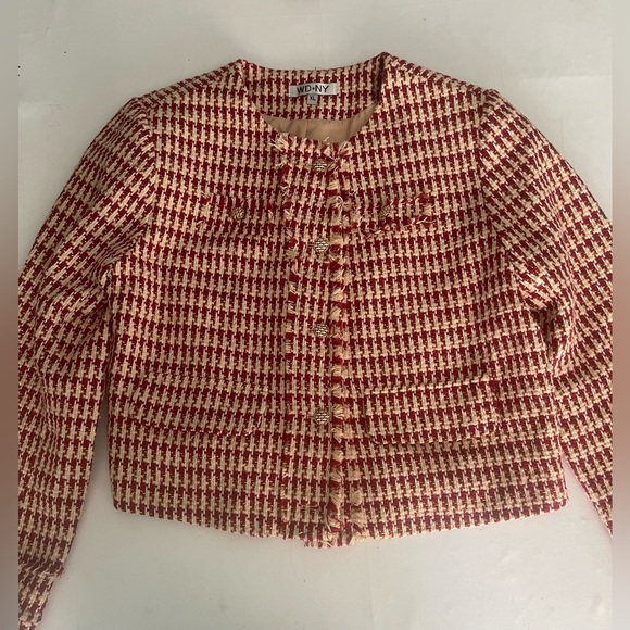 💎🤍🌷Stylish Red and White Houndstooth Jacket - Picture 11 of 14